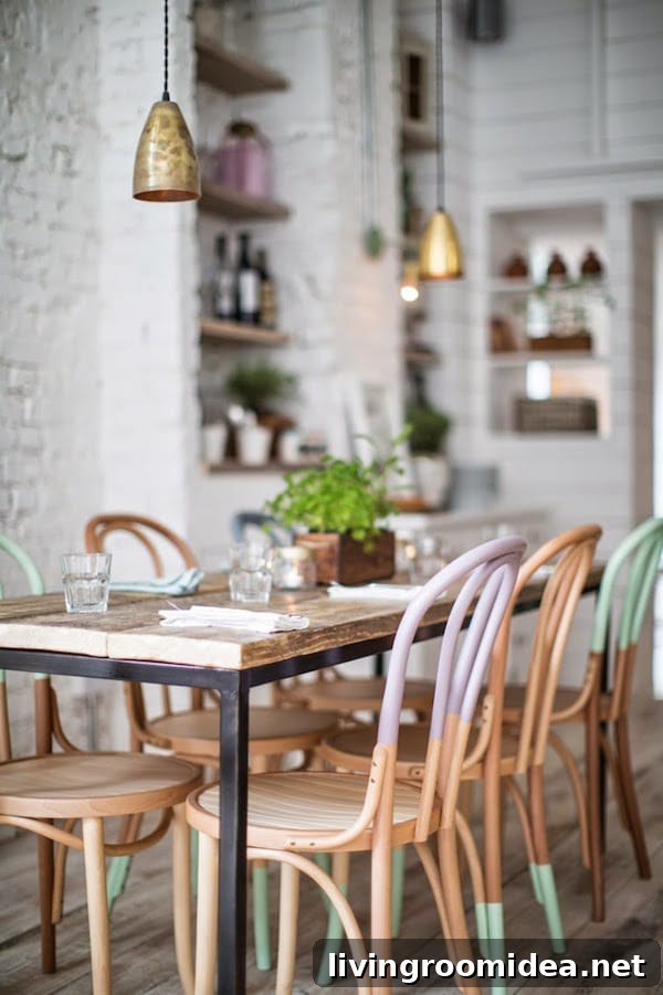 Mismatched Dipped Pastel Chairs - Alexander Waterworth