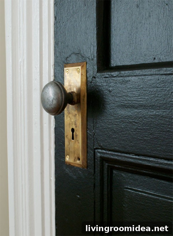 Black Door - Brass Doorknob - Manhattan Nest