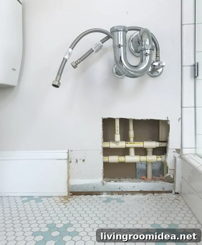 Beach house bathroom wall after repair
