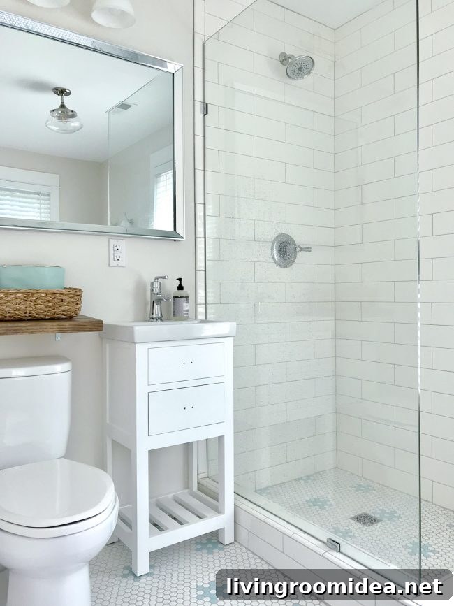 Vanity and faucet installed