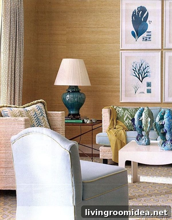 Grasscloth Living Room - Meg Braff
