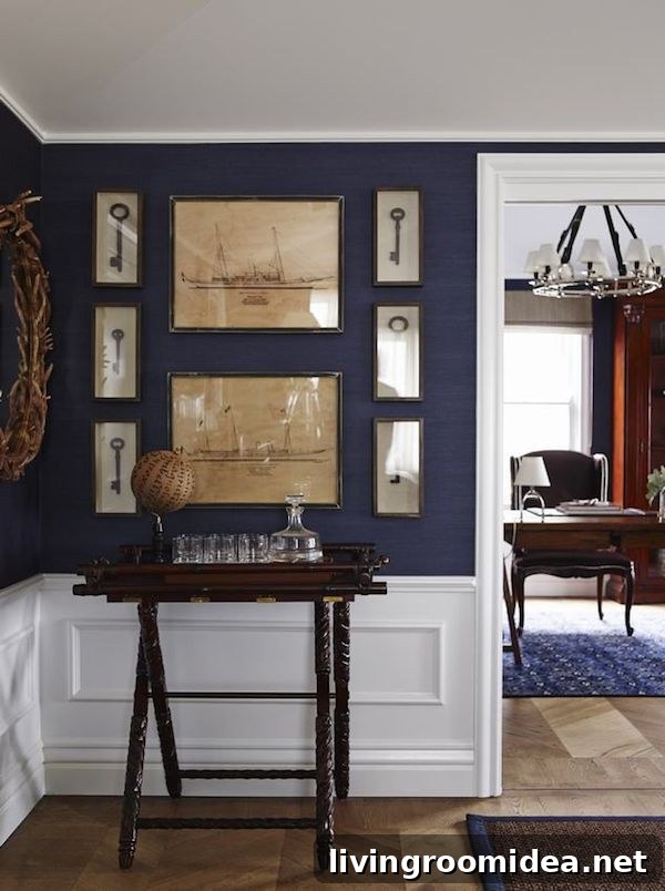 Grasscloth-Inspired Decor: Texture Ideas for Walls and Rooms 4 Navy Blue Grasscloth - Greg Natale Design - East Brisbane Guest House