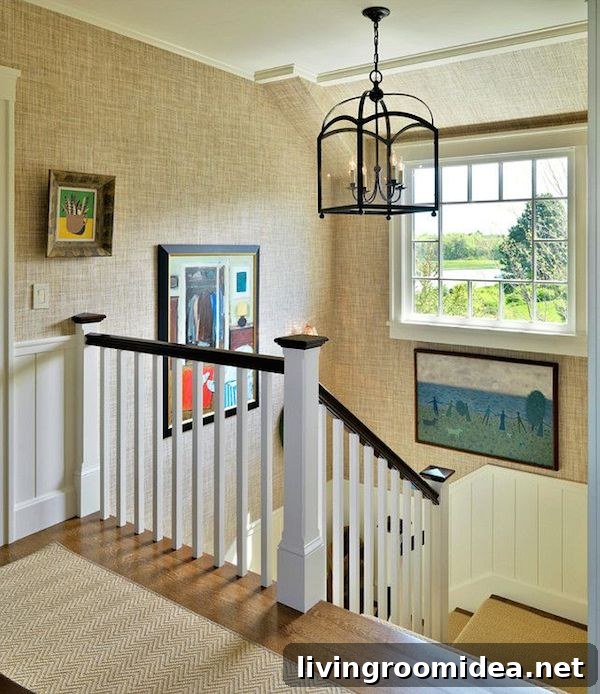 Grasscloth Wallpaper Ideas Inspired by Natural Textures 5 Grasscloth Wallpaper Stairway - Grasscloth Inspiration