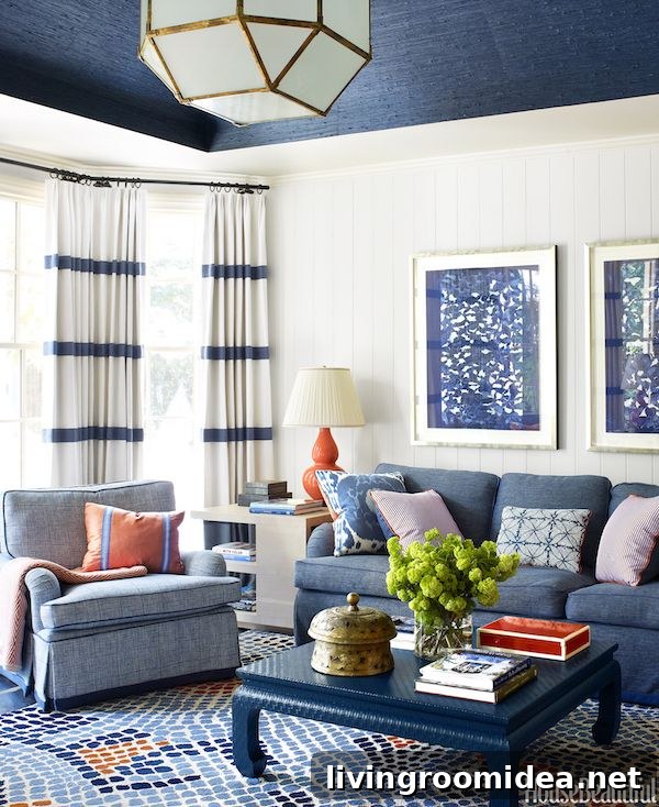 Grasscloth Wallpaper Ideas Inspired by Natural Textures 6 Blue Grasscloth Ceiling - Lindsay Coral Harper