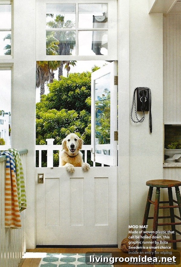 White Dutch Door with Dog
