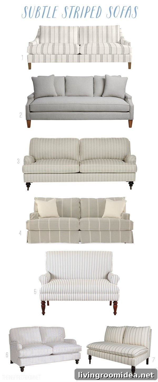 Elegant Subtle Striped Sofas for Modern Living Rooms 5 Subtle Striped Neutral Sofas and Settees - The Inspired Room blog