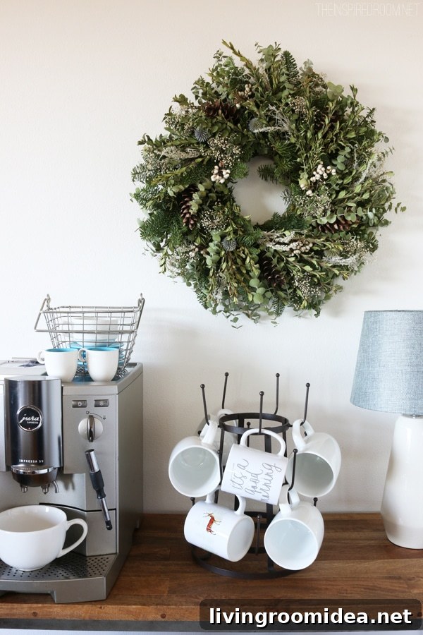 The Inspired Room Christmas Coffee Station - Harry and David Winter Wreath