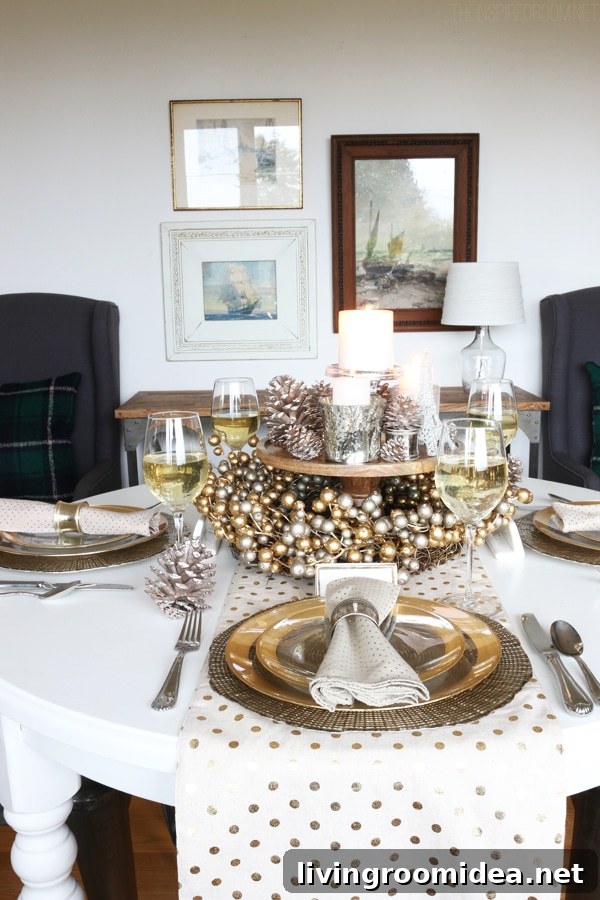 Cozy Glam Holiday Tablescape - Silver and Gold - The Inspired Room