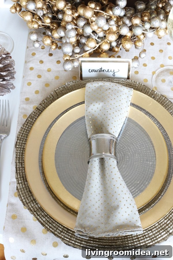 Silver and Gold Place Setting - The Inspired Room Cozy Glam Tablescape