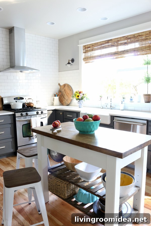 The Inspired Room Kitchen - DIY Wood Island