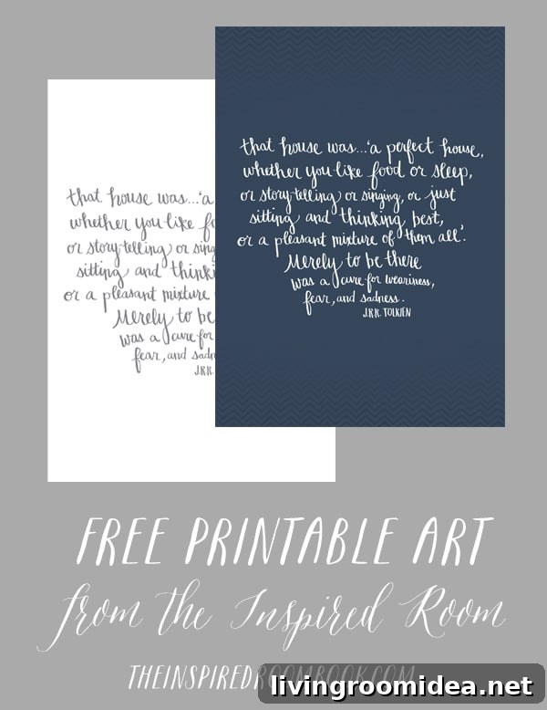 Free Printable Art from The Inspired Room - Tolkien Quote