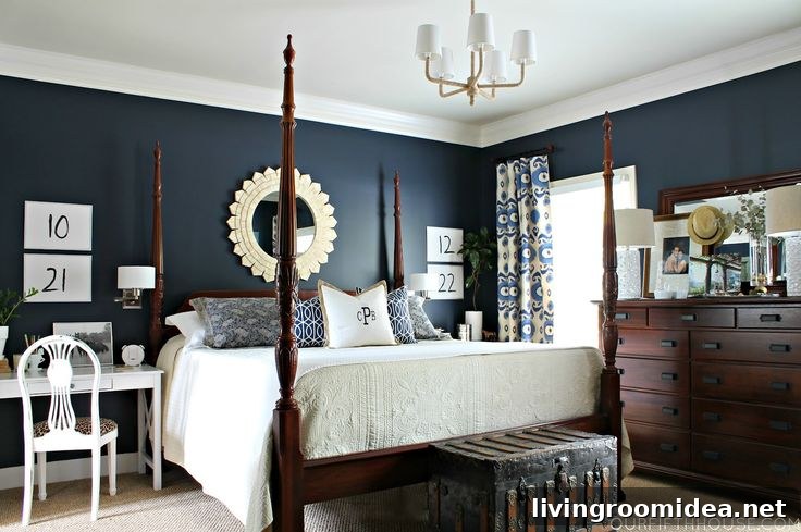 Master Bedroom Design Ideas for My New Home 11 Dark Navy Walls in the Bedroom - Our Fifth House