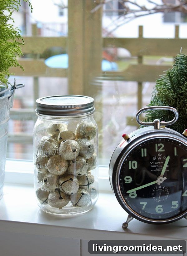 15 Charming Christmas Decorating Ideas for a Cozy Home 11 Christmas Decorating - Gold Jingle Bells in Mason Jar