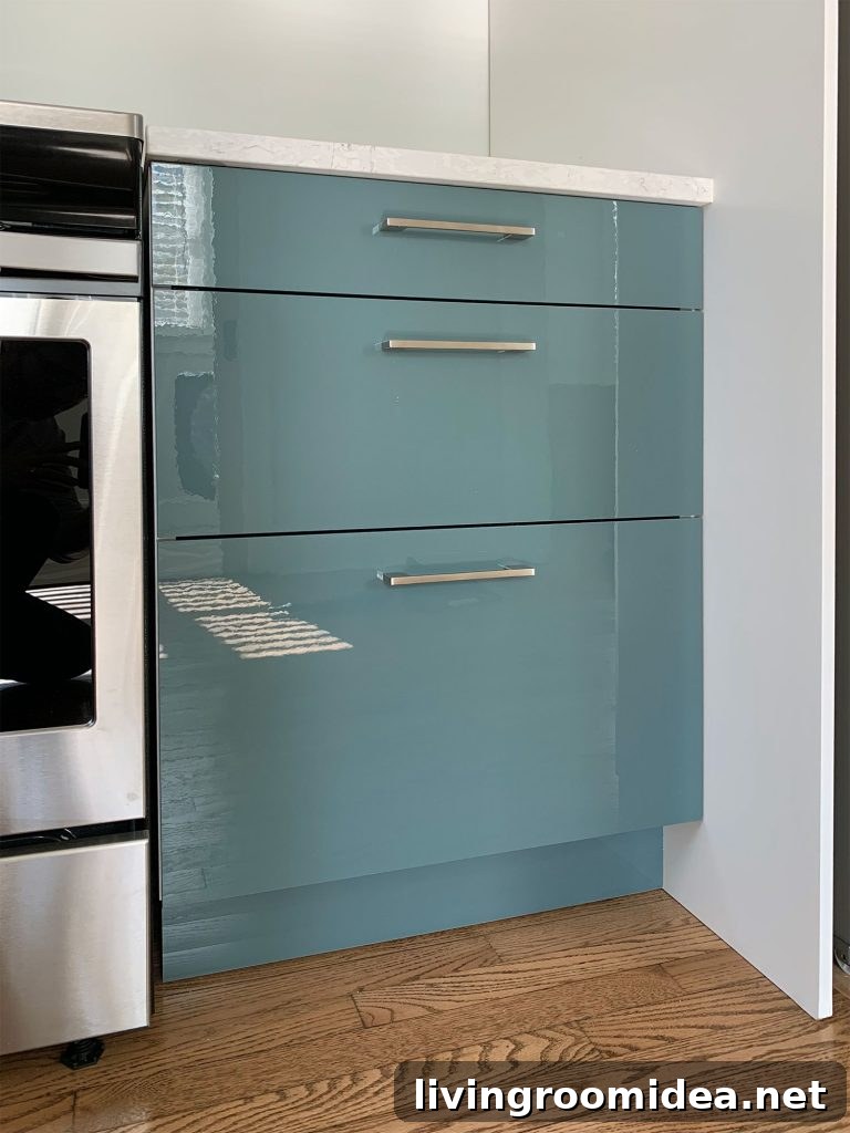 Finished Ikea Cabinets With Brushed Nickel Hardware Installed