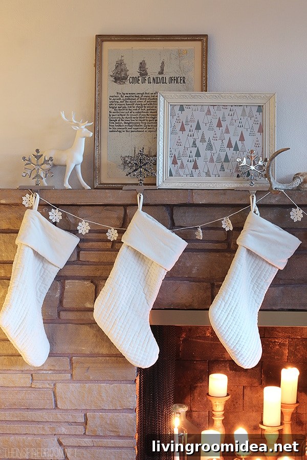 Christmas Living Room Makeover: New Rug and Holiday Decor Update 15 The Inspired Room - White Velvet Stockings