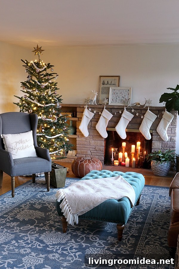 Cozy Christmas Living Room Decor: New Rug & Holiday Update 28 The Inspired Room - Fireplace and Christmas Tree