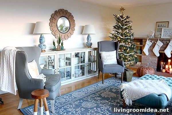 Cozy Christmas Living Room Decor: New Rug & Holiday Update 5 Simple Christmas Decorating - The Inspired Room Family Room Updates