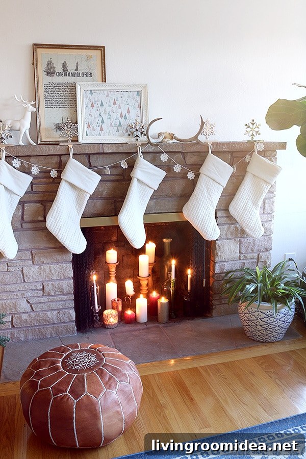 Christmas Living Room Makeover: New Rug and Holiday Decor Update 6 The Inspired Room Simple Christmas Fireplace