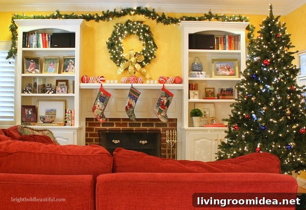 Blogger-Inspired Room Ideas: Part 4 of the Series 7 Family Room Christmas Decorating - Bright Bold and Beautiful