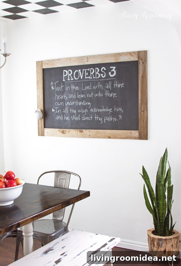Dining Room with Framed Chalkboard - Not Just A Housewife