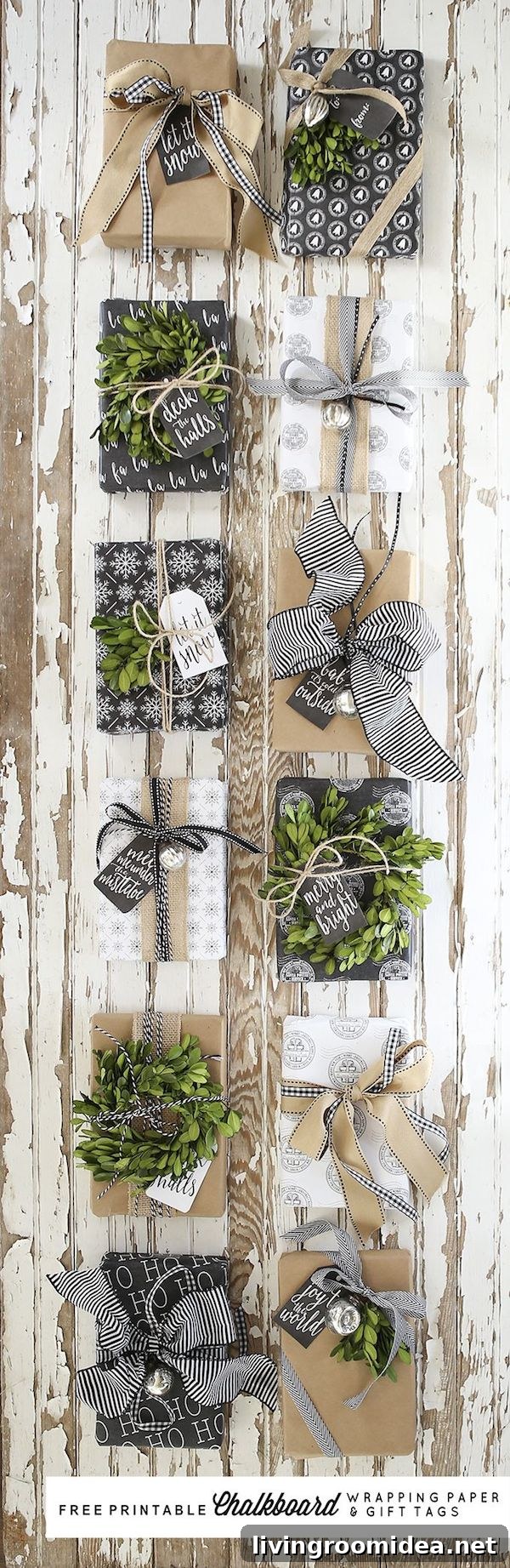 Creative Gift Wrapping Ideas, Tips and Clever Tricks 5 Free Printable Chalkboard Wrapping Paper and Gift Tags - Ella Claire