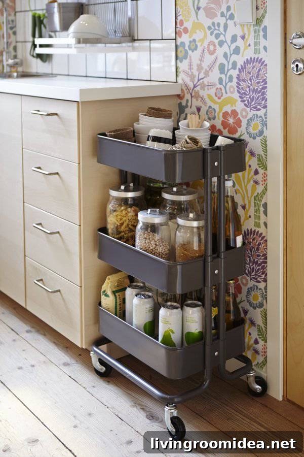 5 Inspiring Home Organizing Projects to Jumpstart the New Year 3 Ikea Raskog Utility Cart - Kitchen Organization