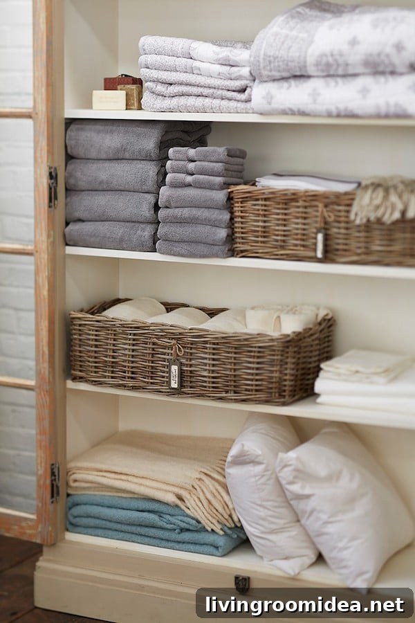 5 Organizing Projects to Kickstart Your New Year Routine 5 An organized linen closet - towels and linens