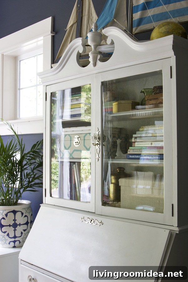 The Inspired Room Office - White Hutch - Hale Navy 