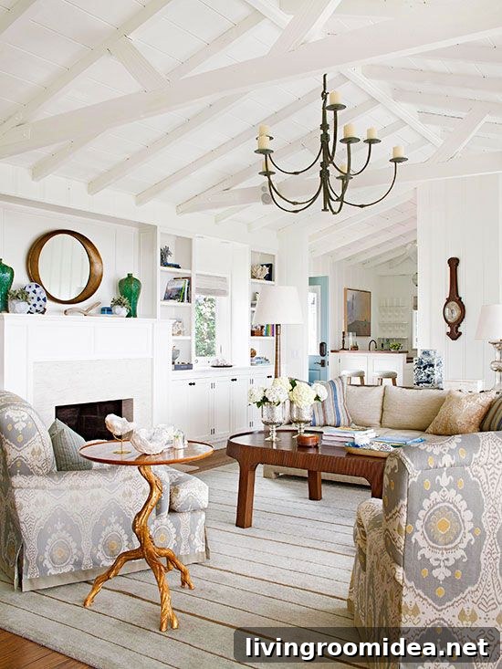 Vaulted White Ceiling - Living Room