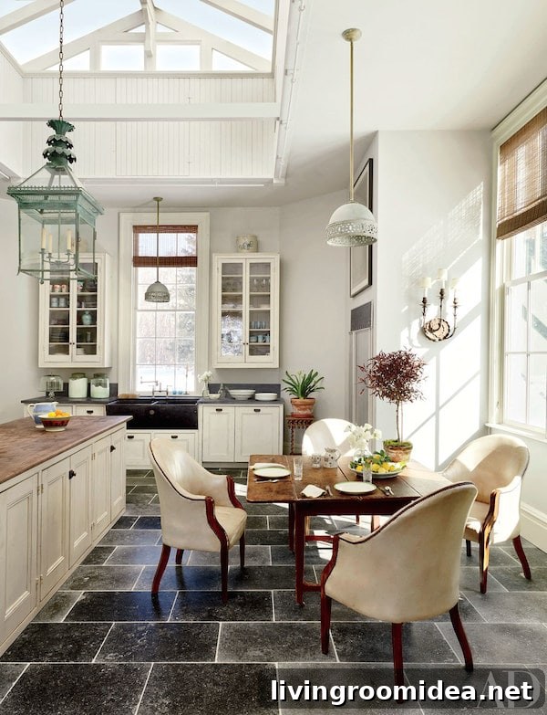 Beautiful Kitchen and Dining Room - High Ceiling with Skylight