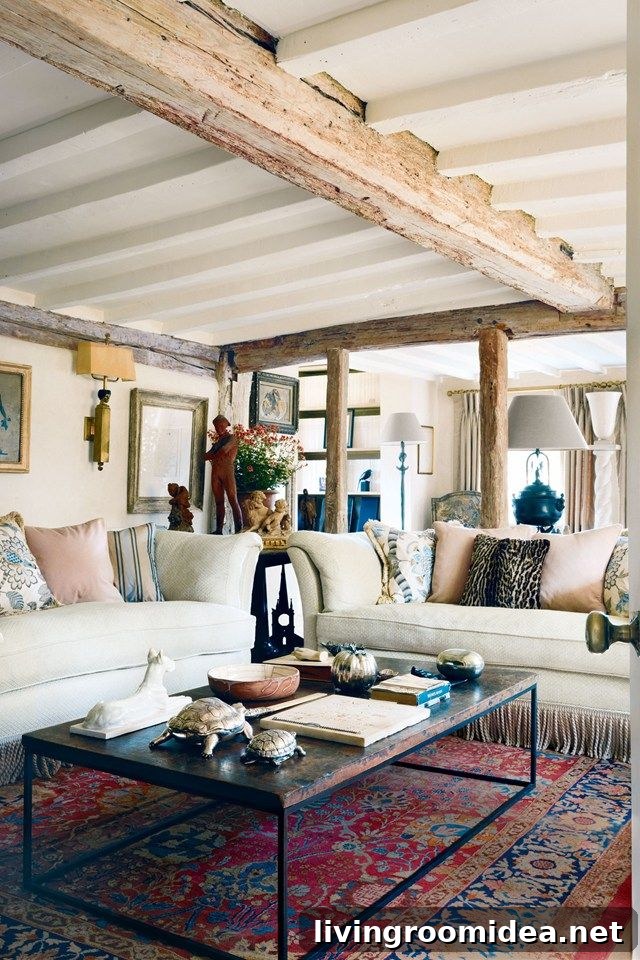 Exposed Wood Beams - Living Room Ceiling