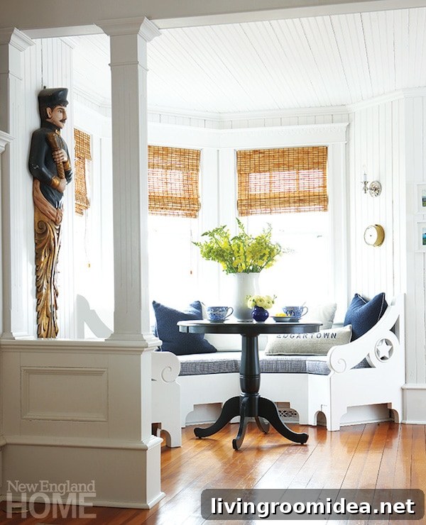 Shingled Martha's Vineyard House — If I Lived Here Tour 5 Edgartown House on Marthas Vineyard - Dining Banquette - New England Home