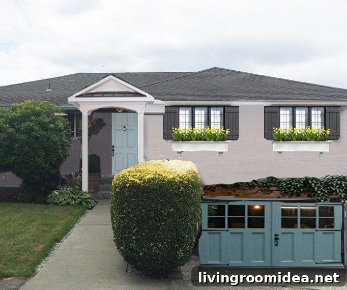 Painted Brick Ranch Home - Transformation with Photoshop