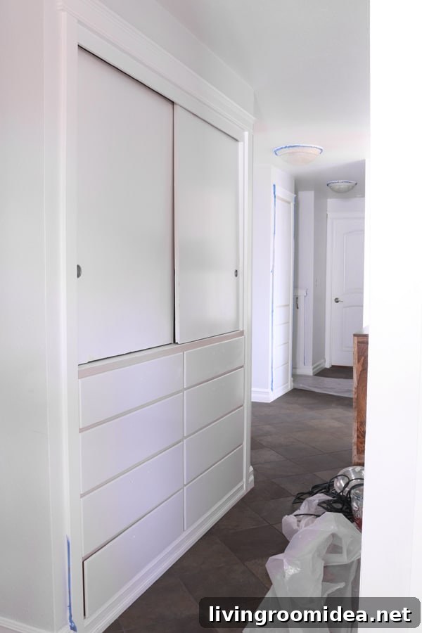 Hallway Cabinet Painting - Progress