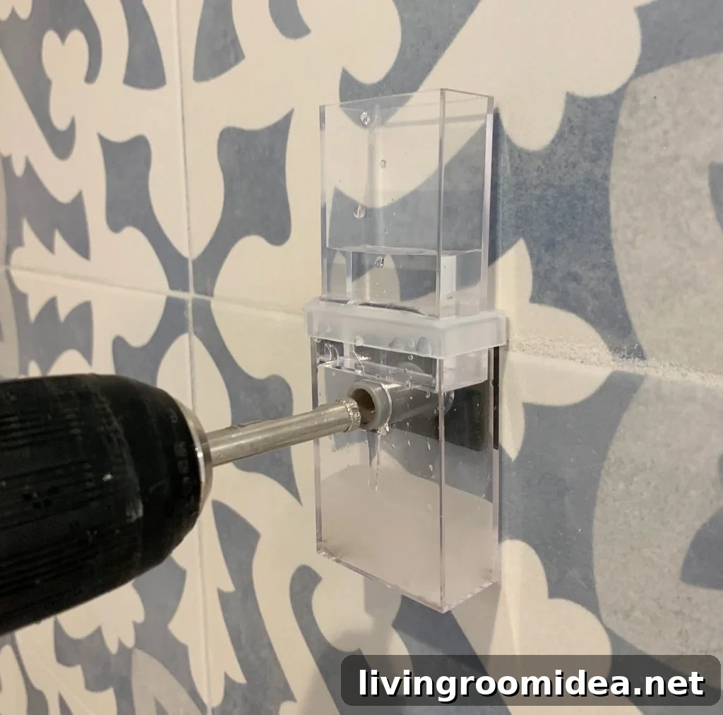Water Delivery System For Drilling Through Tile Backsplash
