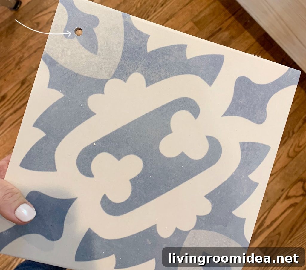Small Text Hole Drilled Through Spare Tile