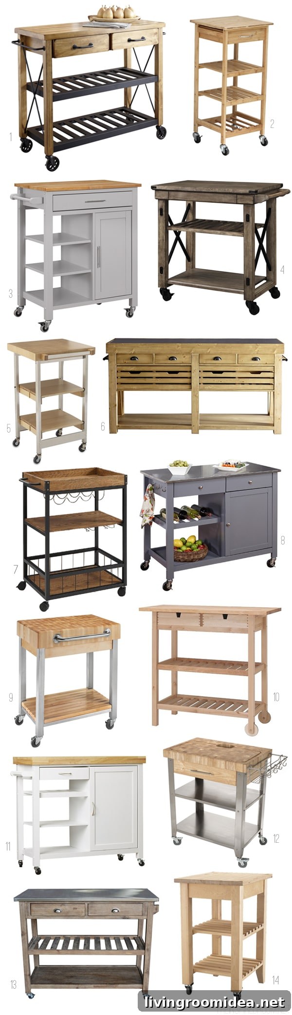 Freestanding Kitchen Islands & Rolling Carts: Space-Saving Ideas 3 Freestanding Islands and Kitchen Carts - Round Up by The Inspired Room