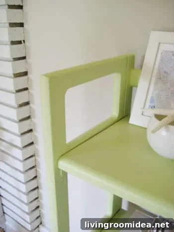 Painted bookcase after