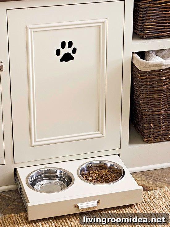 Built In Cabinet for Dog Feeding Bowls