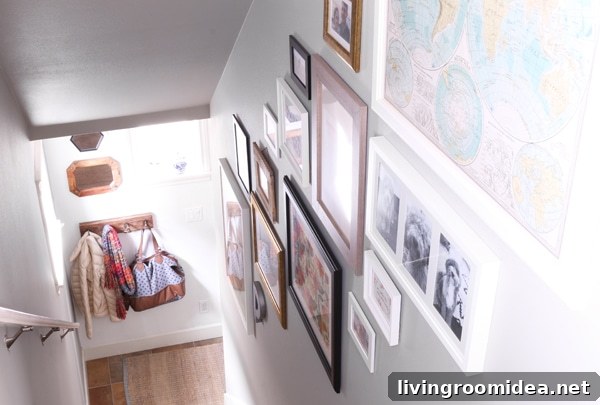 Small Entryway and Hall Makeover: Townhouse Update Guide 11 Staircase gallery wall