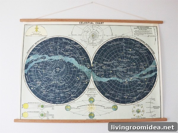 Small Entryway and Hall Makeover: Townhouse Update Guide 13 Celestial chart art