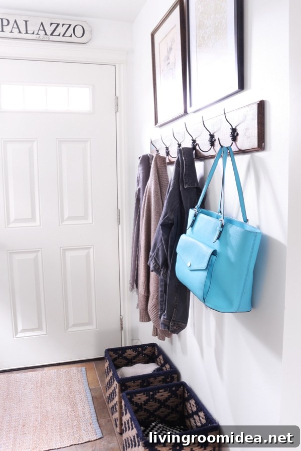 Small Entryway and Hall Makeover: Townhouse Update Guide 7 Entry hooks