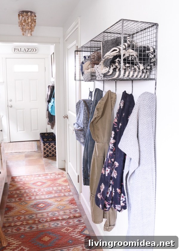 Small Entryway and Hall Makeover: Townhouse Update Guide 8 Narrow entry hallway hooks