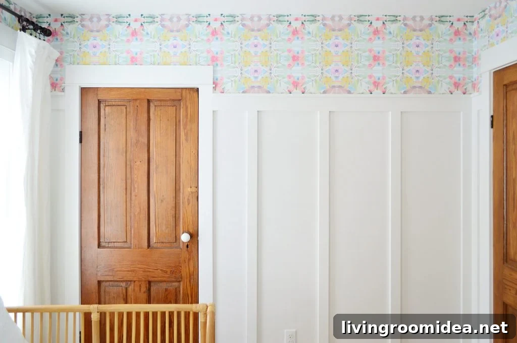 Board and Batten Tutorial: Step-by-Step Wall Installation Guide 19 Tall Board And Batten Treatment With Wallpaper Border