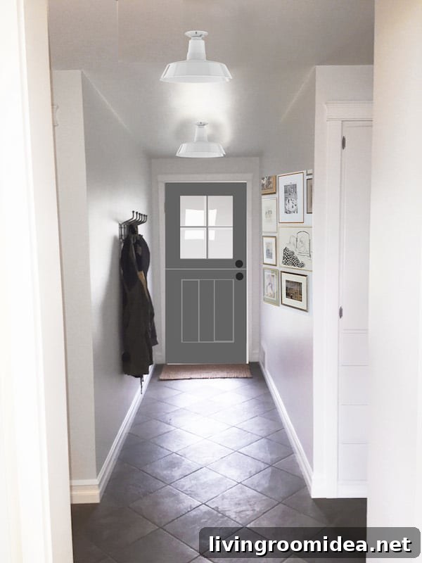 Entryway Design: Lighting Ideas and Artwork Display Tips 5 The Inspired Room Entry Photoshop Mockup - Gray Dutch Door