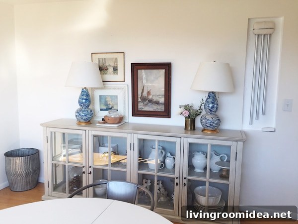 The Inspired Room - Rearranging Furniture in the Dining Room - Glass Cabinet