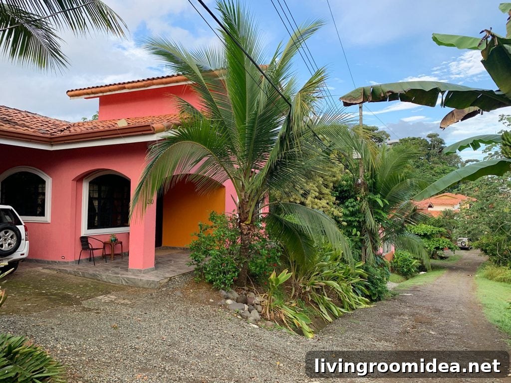 Colorful Airbnb On Dirt Road In Costa Rica