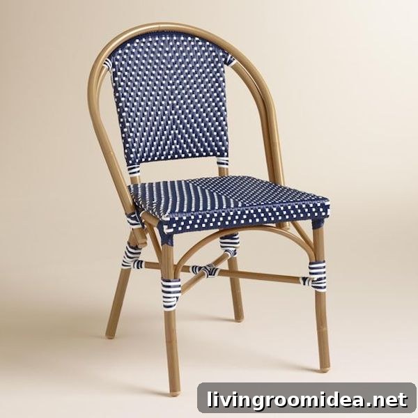 Navy Wicker and White French Bistro Outdoor Chairs - World Market