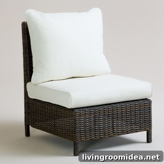 All Weather Gray Wicker Solano Sectional Armless Chair - World Market