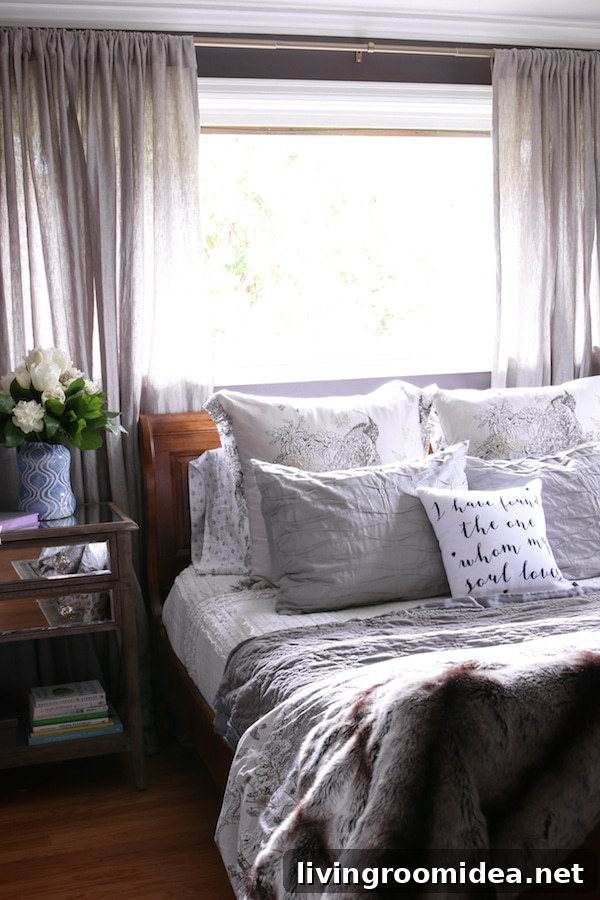 Black Frosted Plum Wall Color - Dark and Cozy Bedroom from The Inspired Room